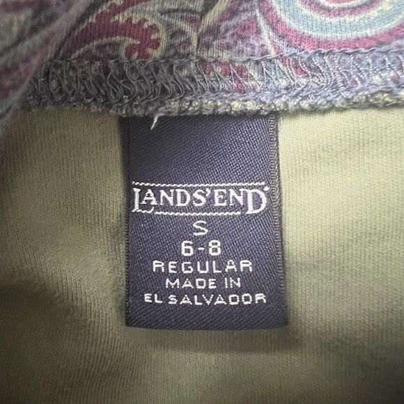 Vintage 90s LL Bean Womens Mock Neck Long Sleeve Purple Paisley Shirt Small - Picture 4 of 10